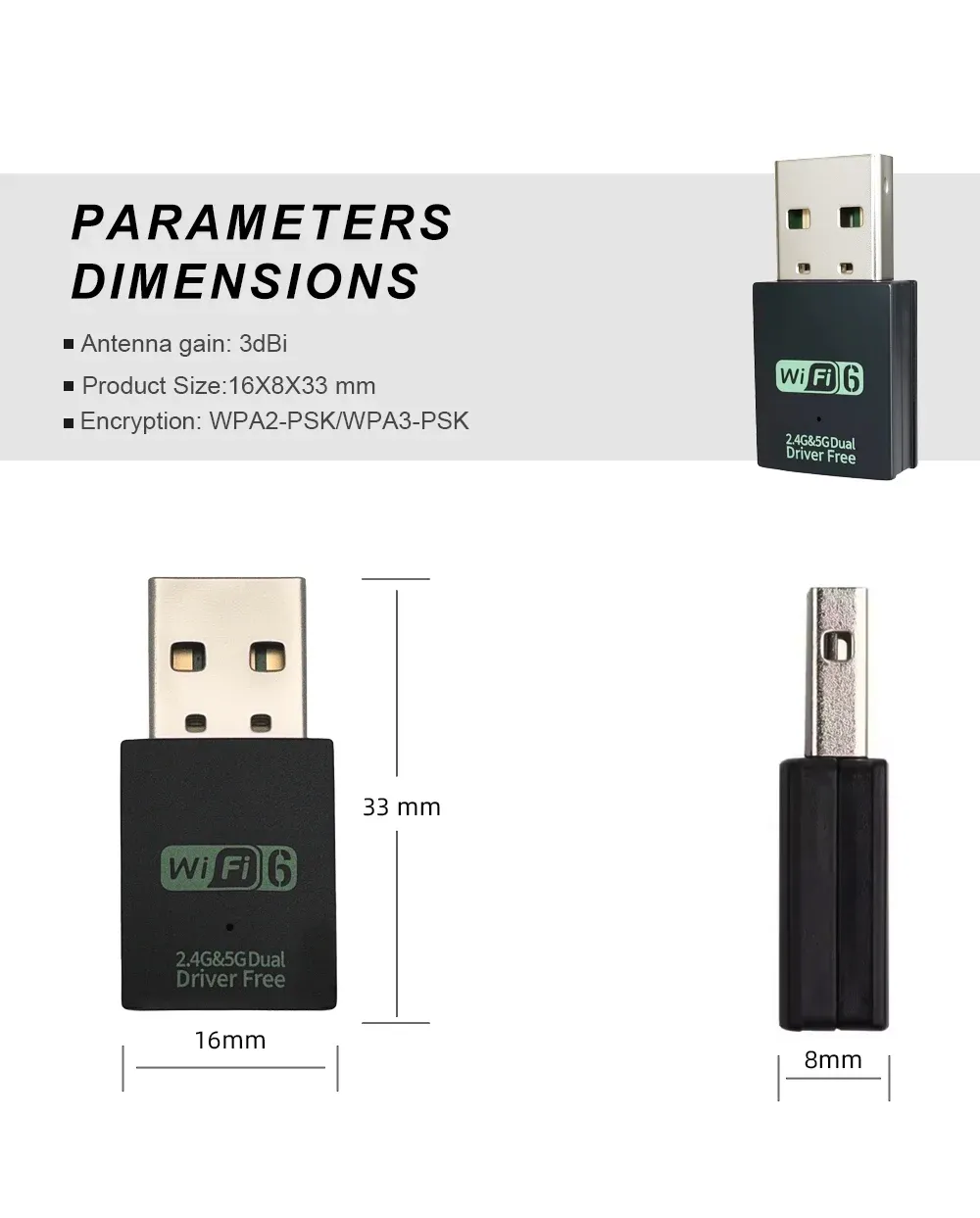 Adaptateur Wi-Fi 6 AX900 Mini USB, pour ordinateur de bureau