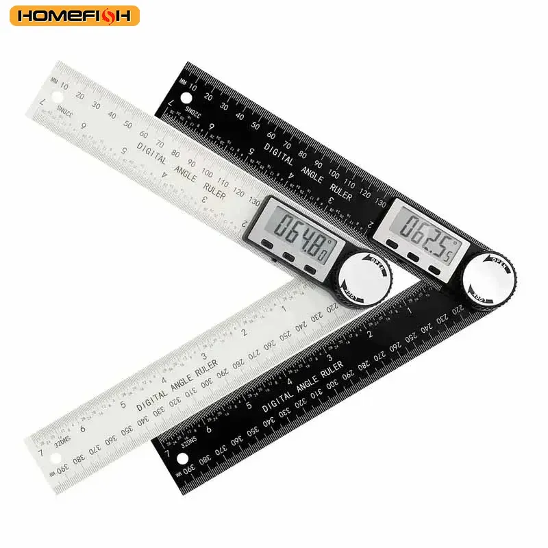 HOMEFISH Détecteur d'angle numérique 2 en 1 (1 pièce), à échelle intégrée, compatible avec les outils de mesure pour le travail du bois, haute précision, outil multifonction 2