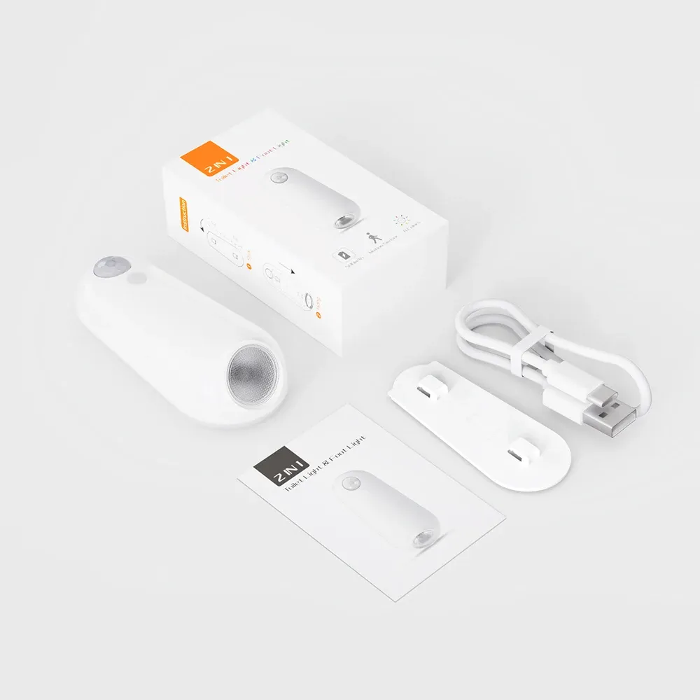 Veilleuse LED à détecteur de mouvement pour siège de toilette, lampe USB rechargeable 8 couleurs 7