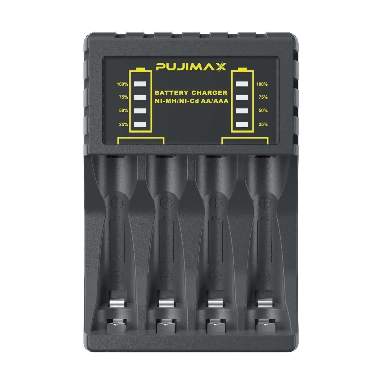Chargeur de piles AA/AAA à 4 emplacements avec affichage LED intelligent, port USB-C, compatible Ni-MH et Ni-Cd 6