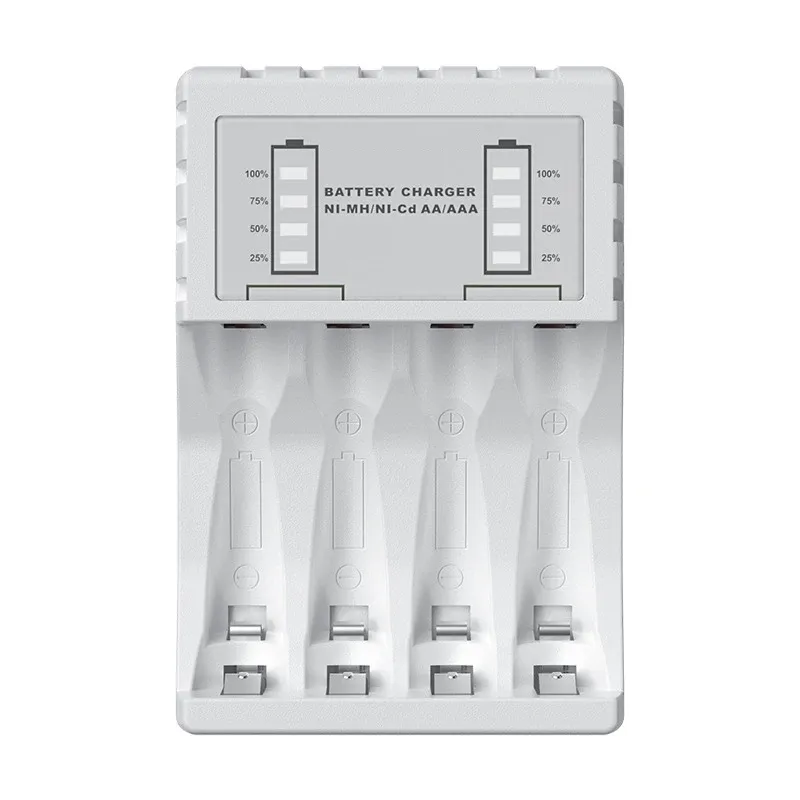 Chargeur de piles AA/AAA à 4 emplacements avec affichage LED intelligent, port USB-C, compatible Ni-MH et Ni-Cd 7