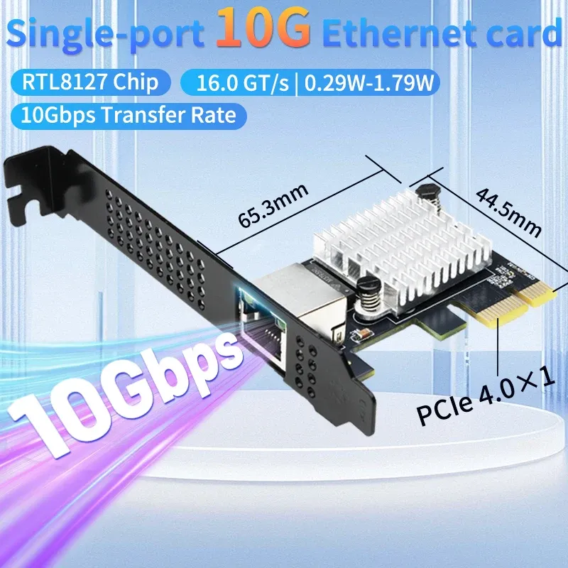 Carte réseau Ethernet 10G PCIe 4.0 x1 à 1 port RJ45 Realtek RTL8127 (PXE) 1