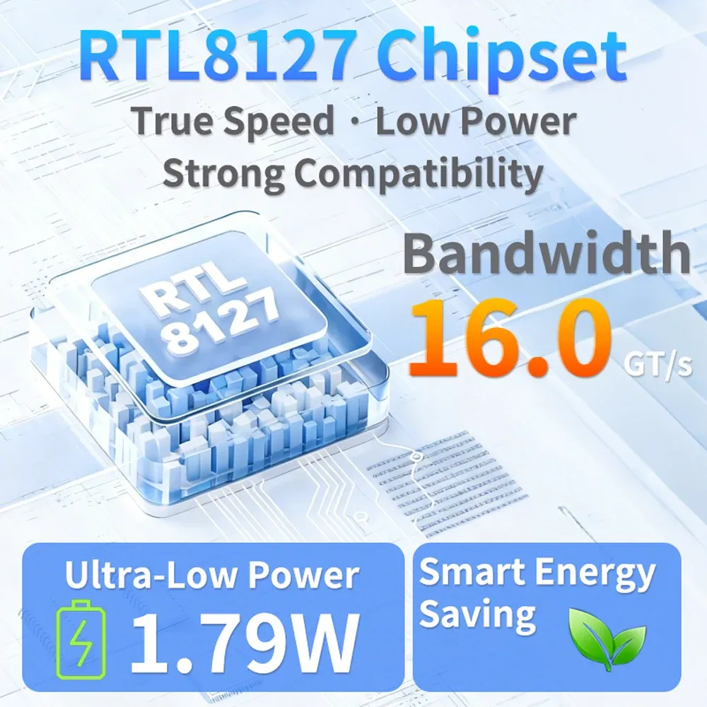 Carte réseau Ethernet 10G PCIe 4.0 x1 à 1 port RJ45 Realtek RTL8127 (PXE) 4