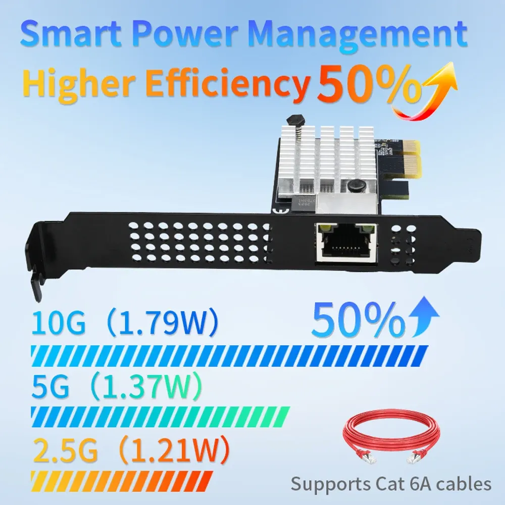 Carte réseau Ethernet 10G PCIe 4.0 x1 à 1 port RJ45 Realtek RTL8127 (PXE) 5