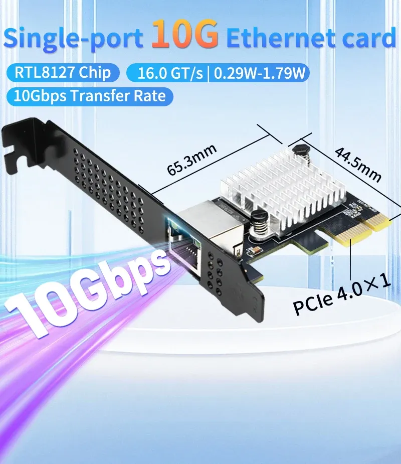 Vue détaillée de la carte réseau Ethernet 10G