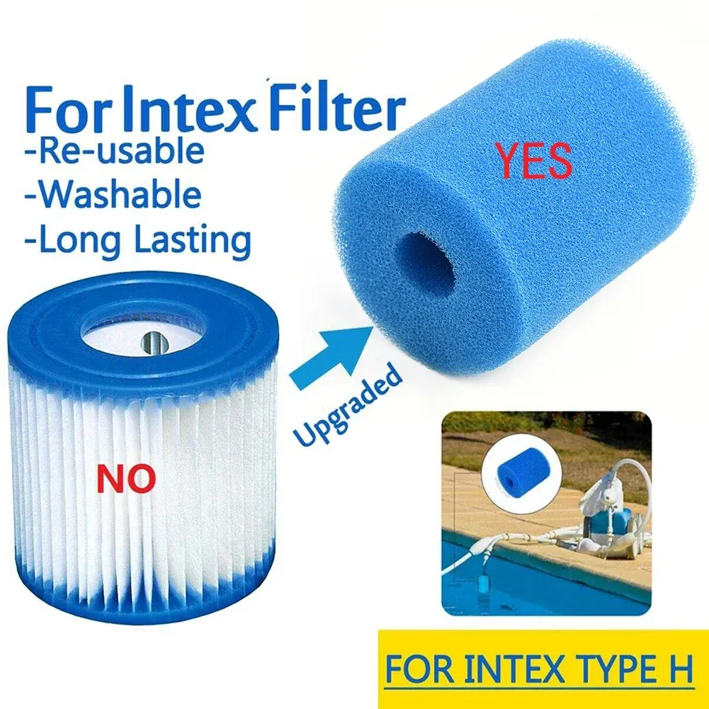 Cartouche filtrante en mousse pour piscine Intex, type H, lavable et réutilisable