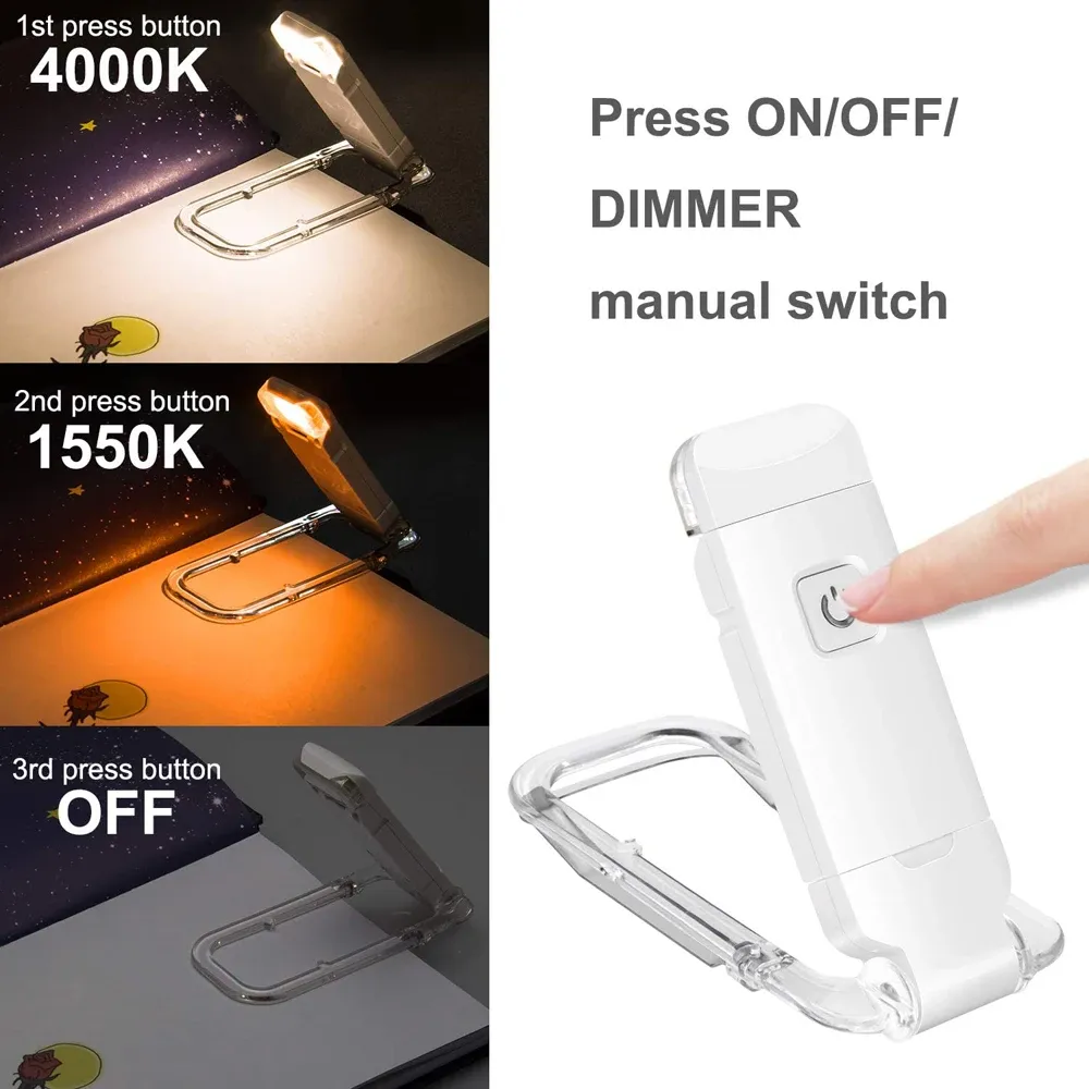 Mini Lampe de Lecture LED Portable à Recharge USB, Veilleuse à Luminosité Réglable 2