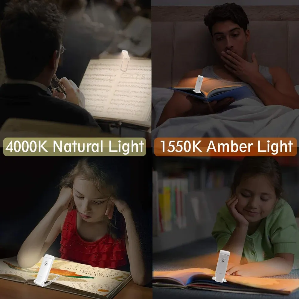 Mini Lampe de Lecture LED Portable à Recharge USB, Veilleuse à Luminosité Réglable 4