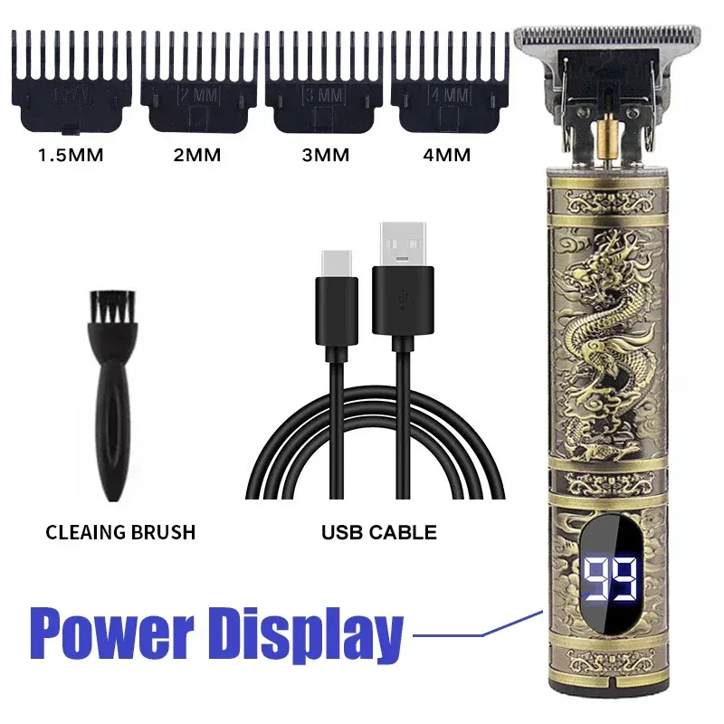Tondeuse à cheveux sans fil vintage portable, rechargeable par USB et charge rapide, rasoir électrique professionnel pour barbier 17