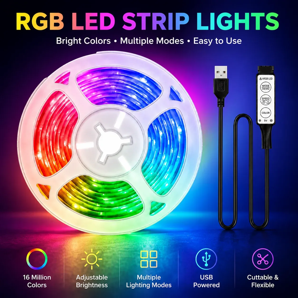 Bande lumineuse LED en ambiance dans un salon