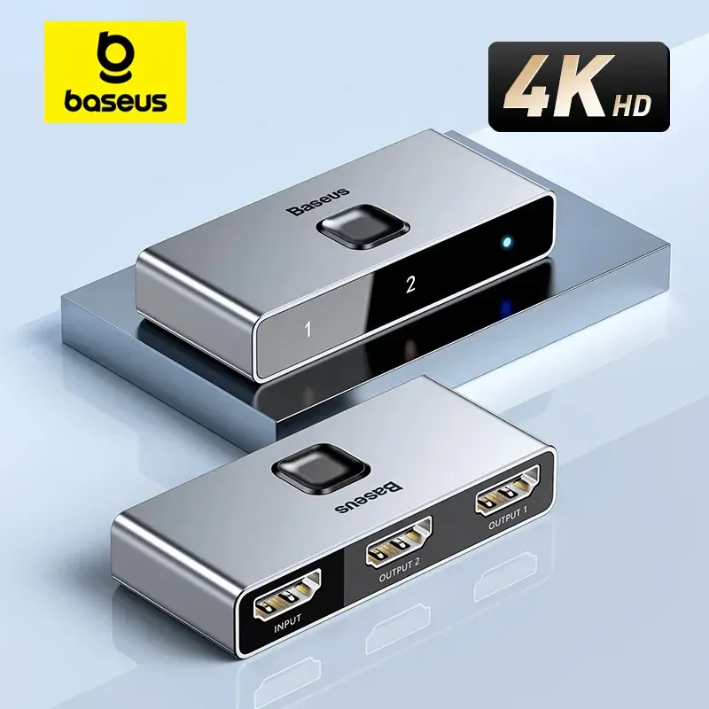 Baseus – Commutateur HDMI 4K 60 Hz avec adaptateur audio bidirectionnel 1x2/2x1 HDR pour PS4 et TV Box