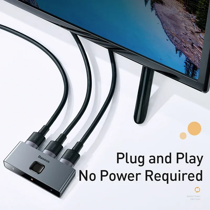 Baseus – Commutateur HDMI 4K 60 Hz avec adaptateur audio bidirectionnel 1x2/2x1 HDR pour PS4 et TV Box 6