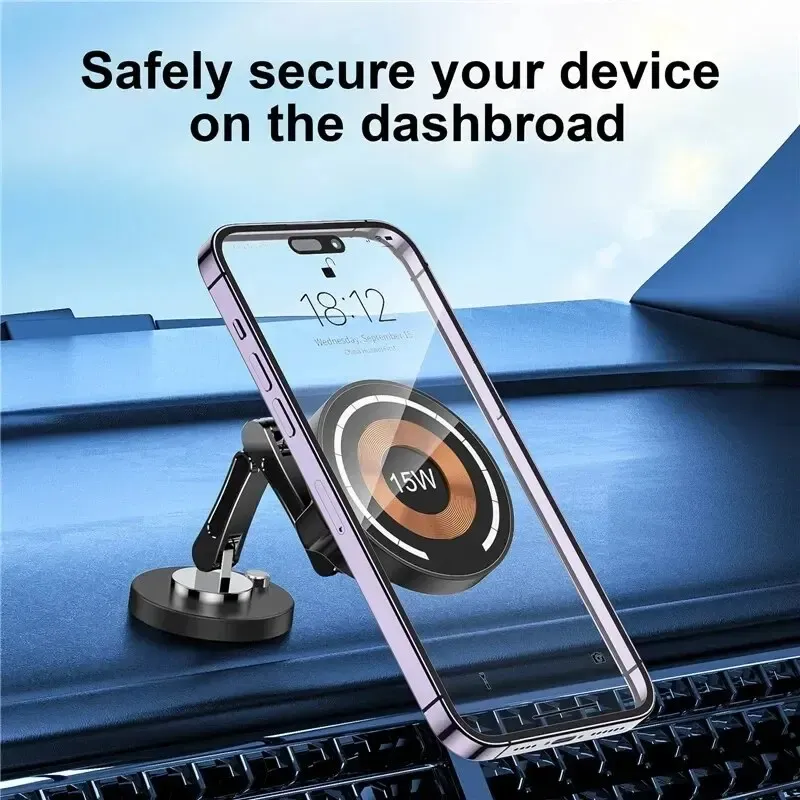 Support de chargeur magnétique sans fil pour voiture, station de charge rapide, support de téléphone pour iPhone 15, 14, 13 et 12 Macsafe 2