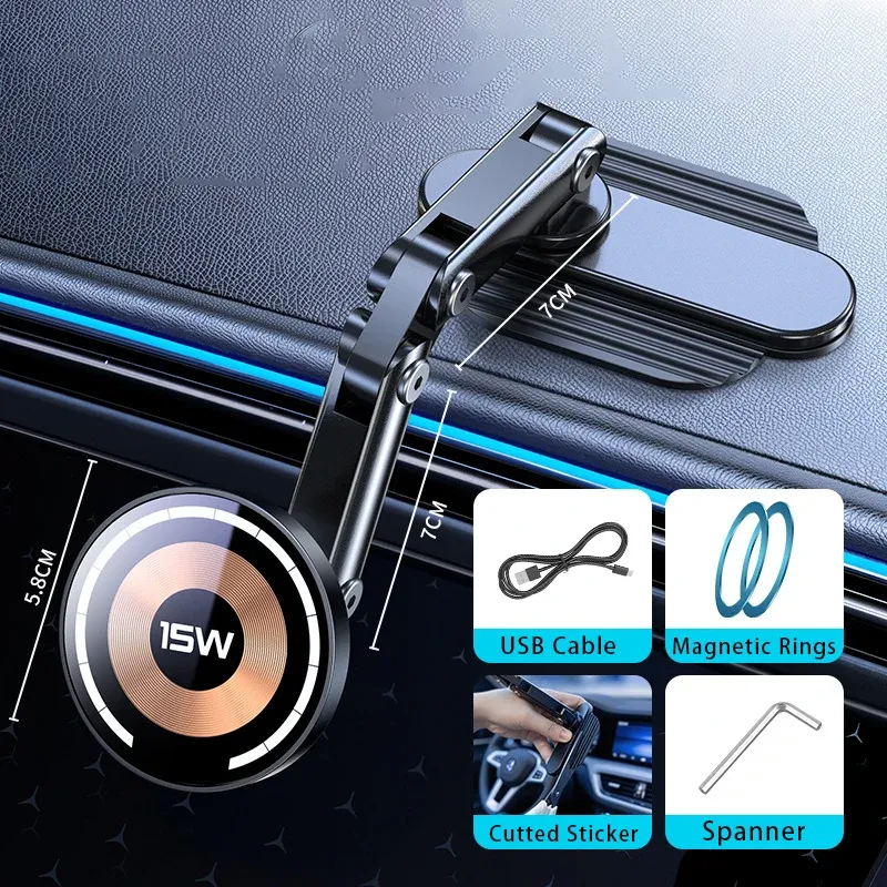 Support de chargeur magnétique sans fil pour voiture, station de charge rapide, support de téléphone pour iPhone 15, 14, 13 et 12 Macsafe 9