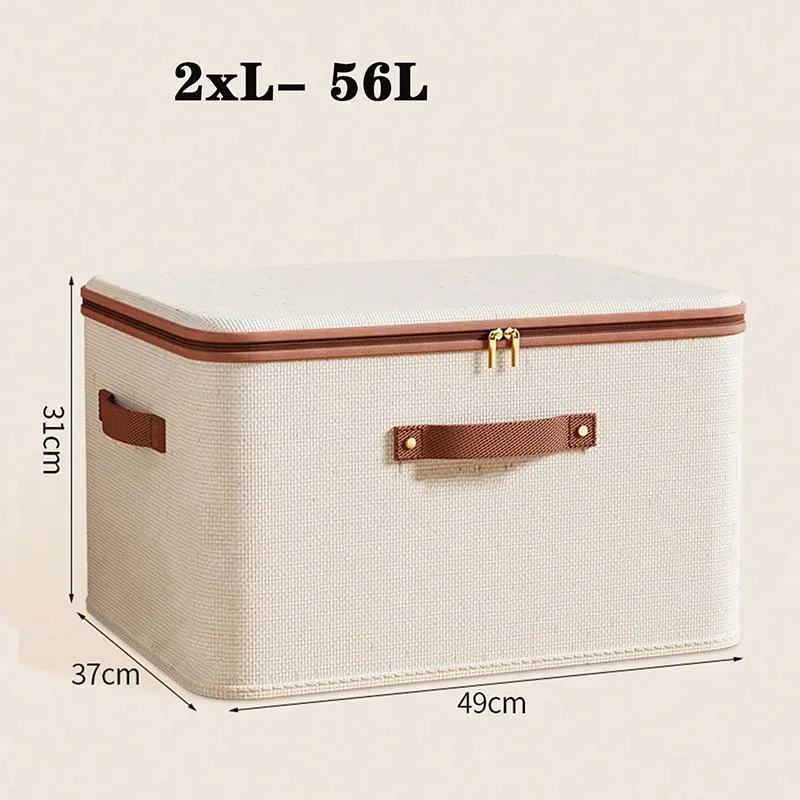 Boîte de rangement pliable pour vêtements, organisateur de placard avec poignée et fermeture éclair, idéal pour garde-robe, placard et couvertures (lavable) 10