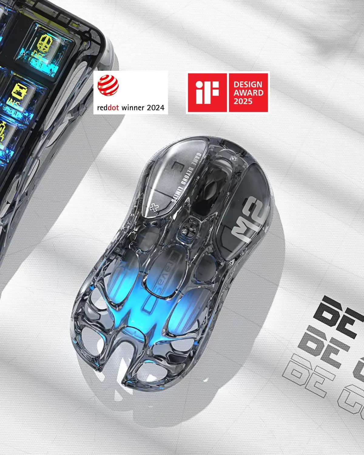 Souris M2 rose cristal, finition translucide