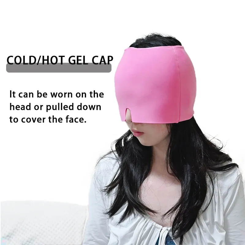 Casquette à gel réfrigérant pour soulager les maux de tête et la migraine, thérapie par le froid, bandeau de glace pour la tête avec masque pour les yeux, soulagement de la pression et de la douleur 4