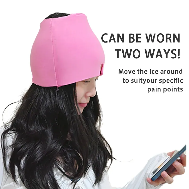 Casquette à gel réfrigérant pour soulager les maux de tête et la migraine, thérapie par le froid, bandeau de glace pour la tête avec masque pour les yeux, soulagement de la pression et de la douleur 5