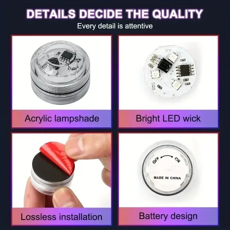 Lumière d'ambiance LED sans fil et autocollante pour habitacle de voiture, avec télécommande 5