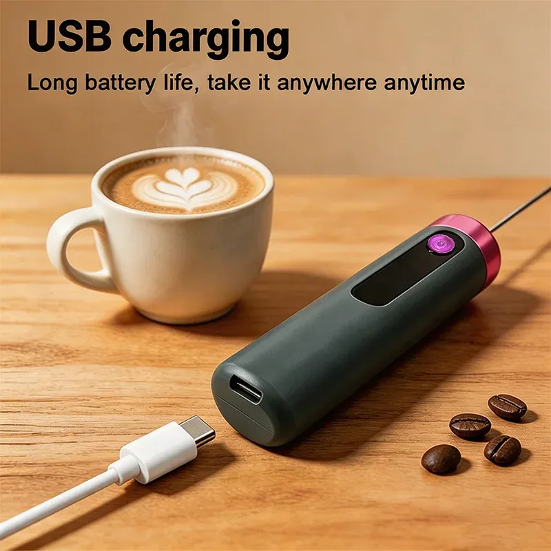 Mousseur à lait électrique portable USB, fouet mélangeur pour café, cappuccino et latte 5