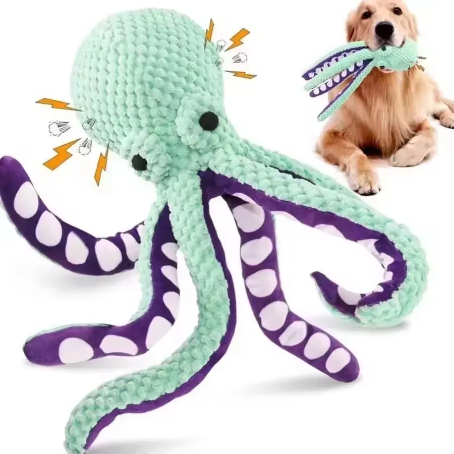 Jouet à mâcher indestructible en peluche interactive pour chiens et chats, avec couineur 7