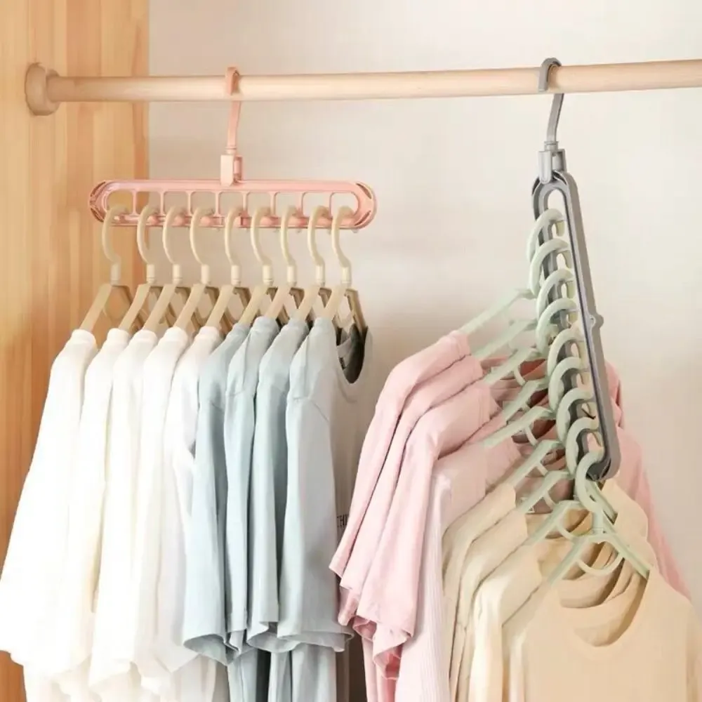 Support de rangement pour garde-robe à 9 trous, séchoir à vêtements pliable multifonctionnel gain de place 2
