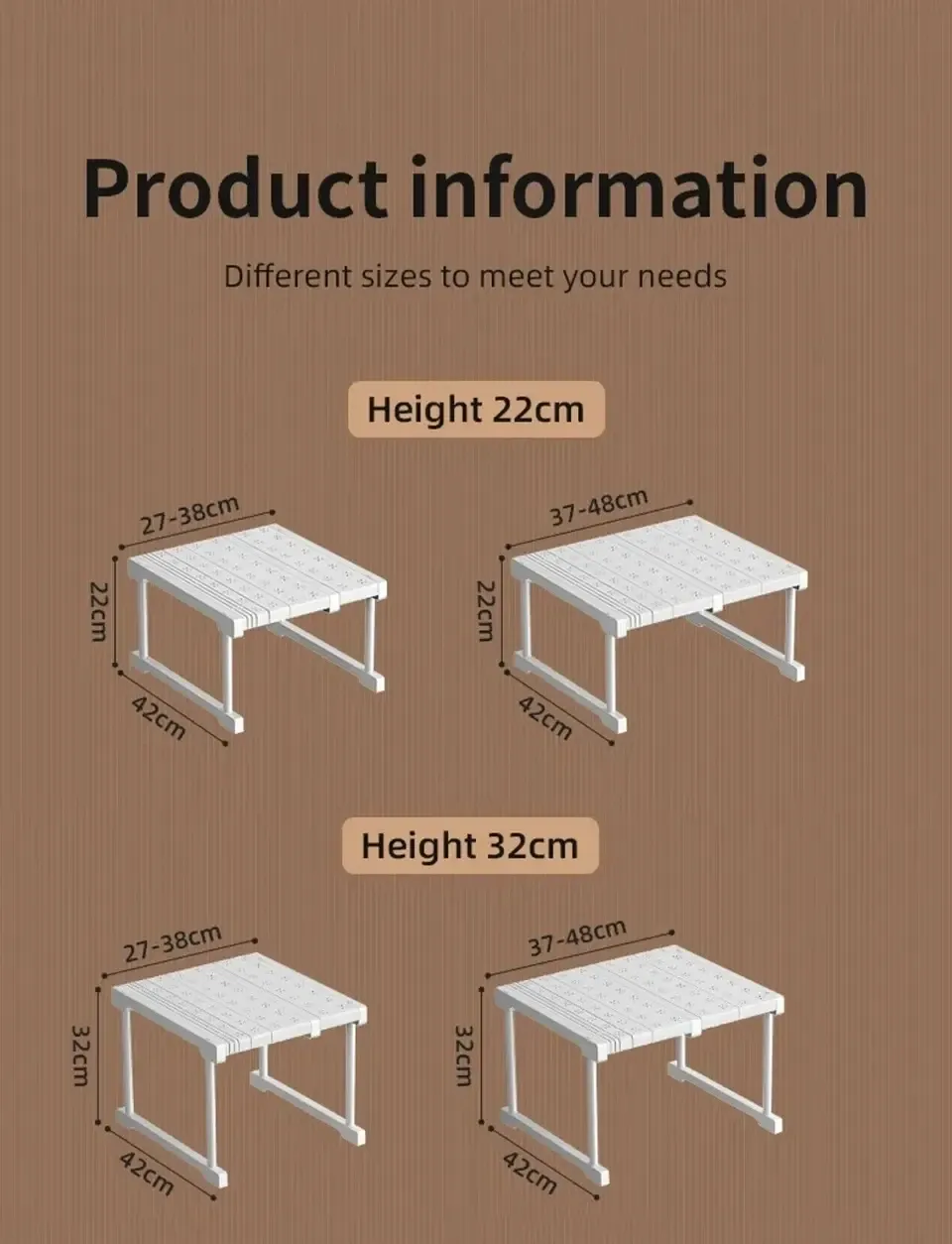 Étagères empilables pour vêtements, présentation du produit