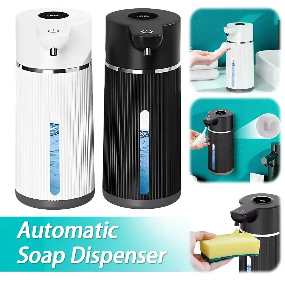 Distributeur automatique de savon intelligent à grande capacité de 420 ml, pompe électrique murale pour savon en mousse ou liquide, pour le lavage des mains et de la vaisselle - Image 1