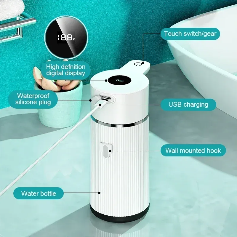 Distributeur automatique de savon intelligent à grande capacité de 420 ml, pompe électrique murale pour savon en mousse ou liquide, pour le lavage des mains et de la vaisselle 5