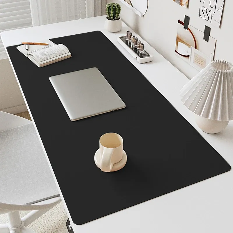 Tapis de souris en cuir PU, sous-main de bureau uni, imperméable et antidérapant, pour ordinateur et clavier 9
