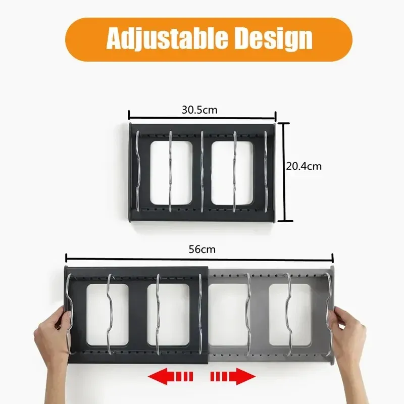 Étagère extensible en acier inoxydable T1 pour armoire de cuisine, organisateur pour casseroles, couvercles et planches à découper, égouttoir pour ustensiles de cuisine 2