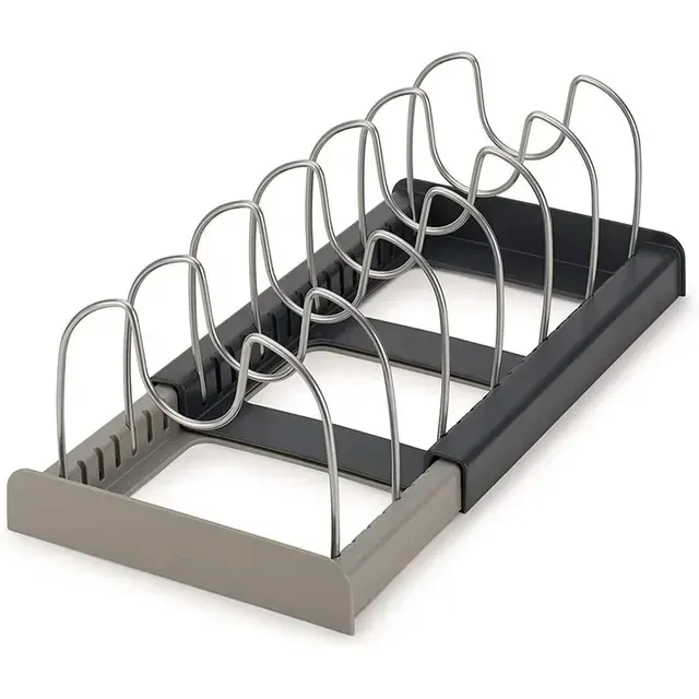 Étagère extensible en acier inoxydable T1 pour armoire de cuisine, organisateur pour casseroles, couvercles et planches à découper, égouttoir pour ustensiles de cuisine 7