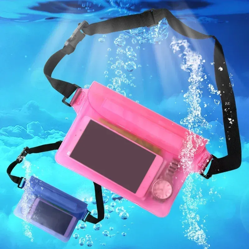 Sac de natation 3 couches, haute étanchéité, grand format, transparent, protection sèche sous-marine, pochette pour téléphone portable iPhone - Image 1