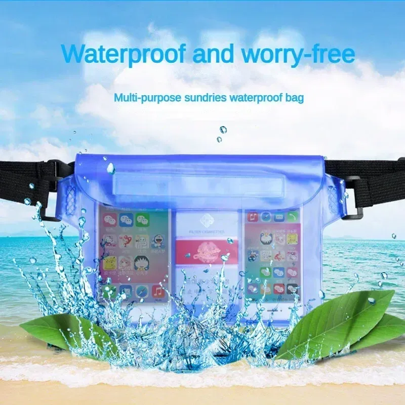 Sac de natation 3 couches, haute étanchéité, grand format, transparent, protection sèche sous-marine, pochette pour téléphone portable iPhone 3