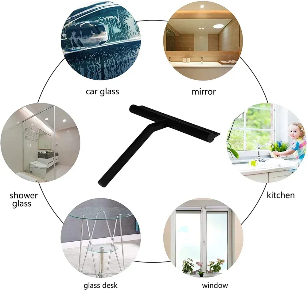 Raclette de douche en verre avec support en silicone pour miroirs et vitres de salle de bain 6