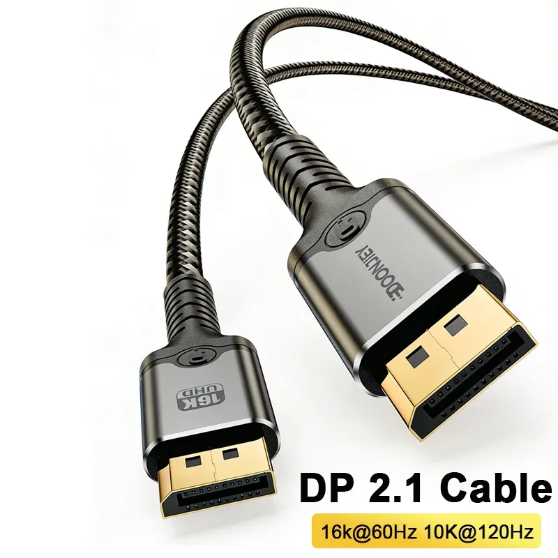 Câble DisplayPort 2.1 8K 16K, tressé haute vitesse, 16K@60Hz et 10K@120Hz, compatible TV, écran et ordinateur portable