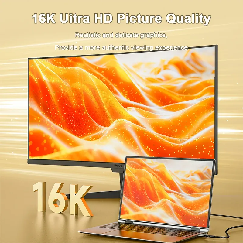 Câble DisplayPort 2.1 8K 16K, tressé haute vitesse, 16K@60Hz et 10K@120Hz, compatible TV, écran et ordinateur portable 2