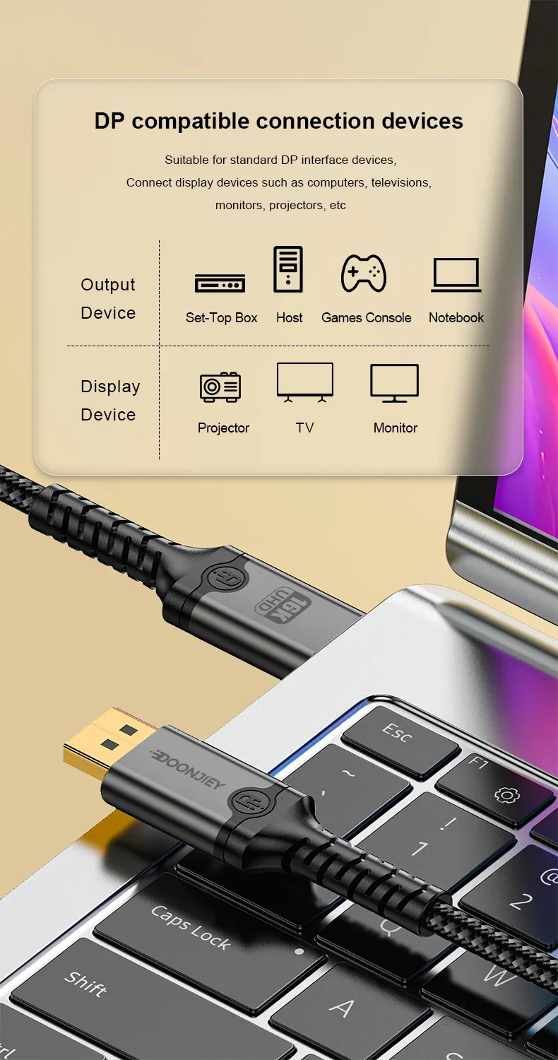 Câble DisplayPort connecté à un moniteur