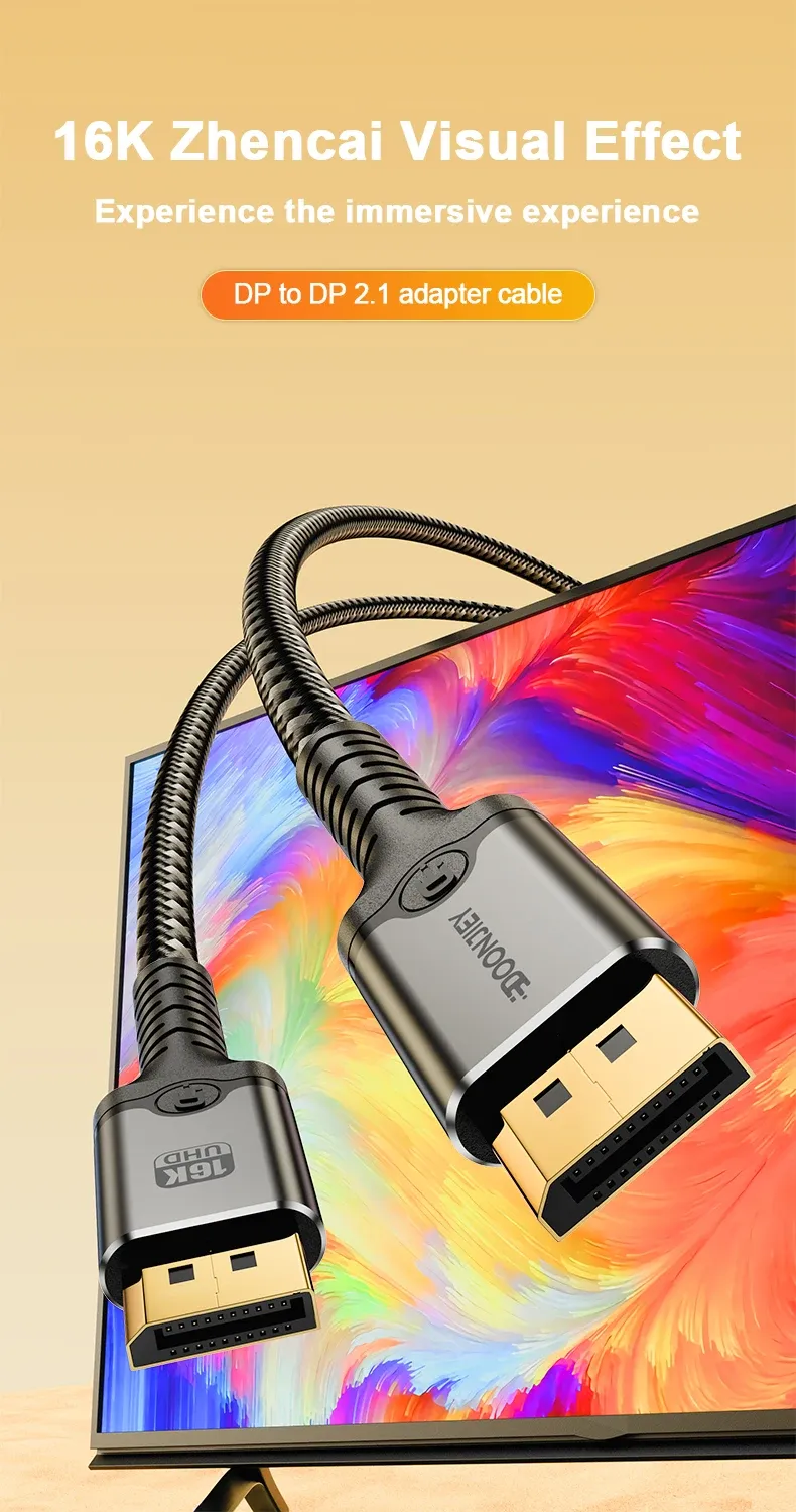 Vue détaillée du câble DisplayPort tressé