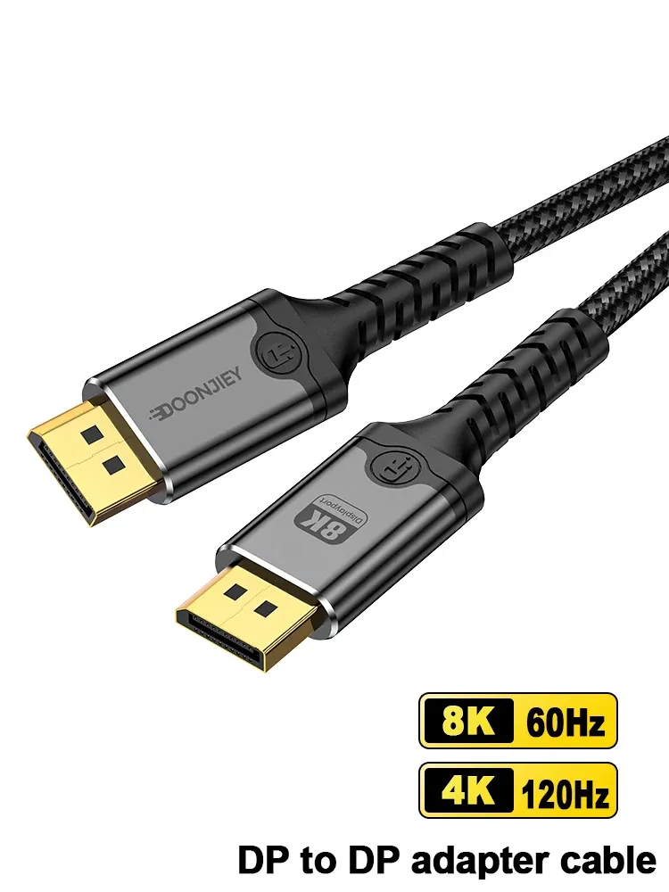 Câble DisplayPort 2.1 8K 16K, tressé haute vitesse, 16K@60Hz et 10K@120Hz, compatible TV, écran et ordinateur portable 7