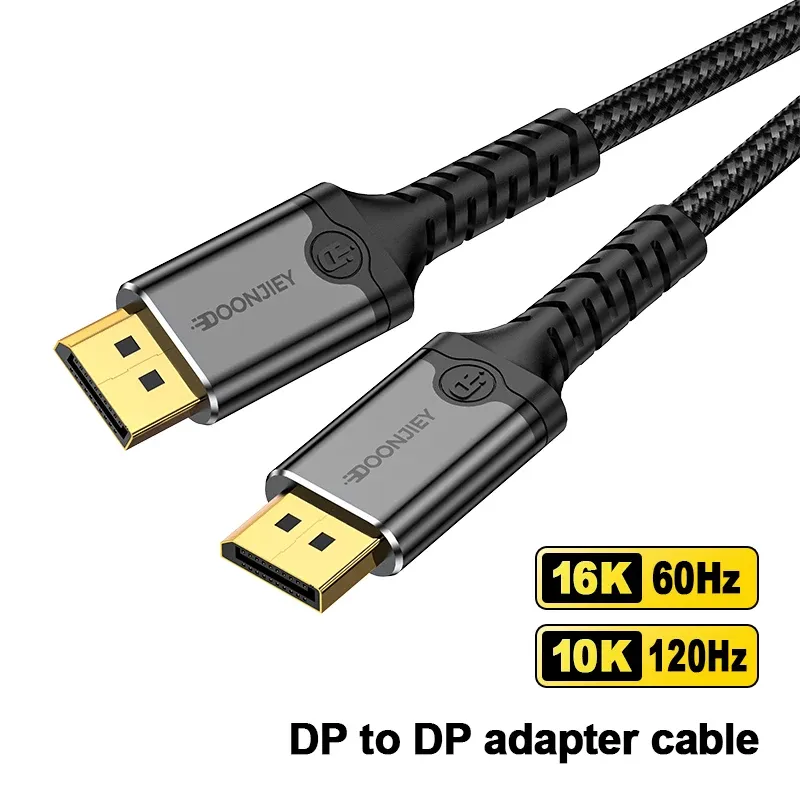 Câble DisplayPort 2.1 8K 16K, tressé haute vitesse, 16K@60Hz et 10K@120Hz, compatible TV, écran et ordinateur portable 8