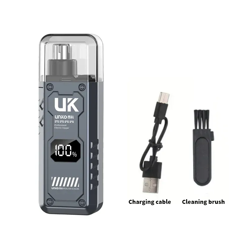 Tondeuse à poils de nez et d'oreilles pour homme, rechargeable par USB, étanche, écran LED 6
