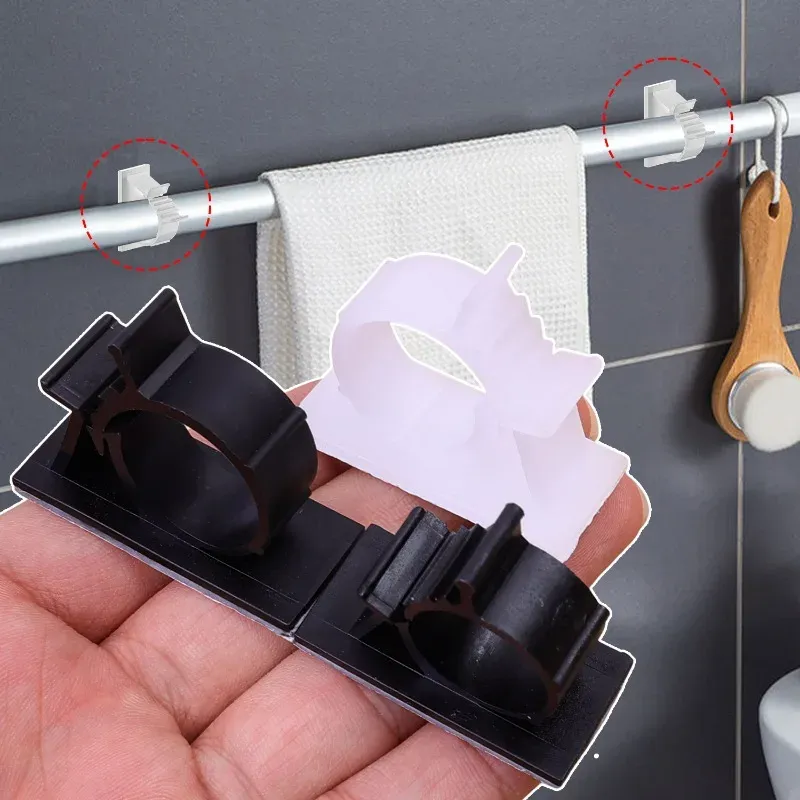 Organisateur de câbles auto-adhésif réglable, lot de 5 ou 50 pièces : clips et attaches métalliques, supports à crochet, support de tringle à rideau et support de tuyau sans clous 2