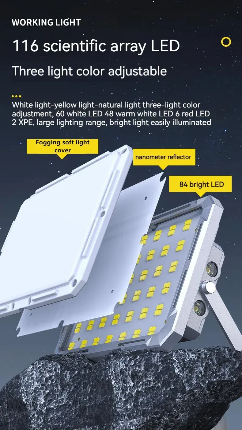 Lampe suspendue sous une tente