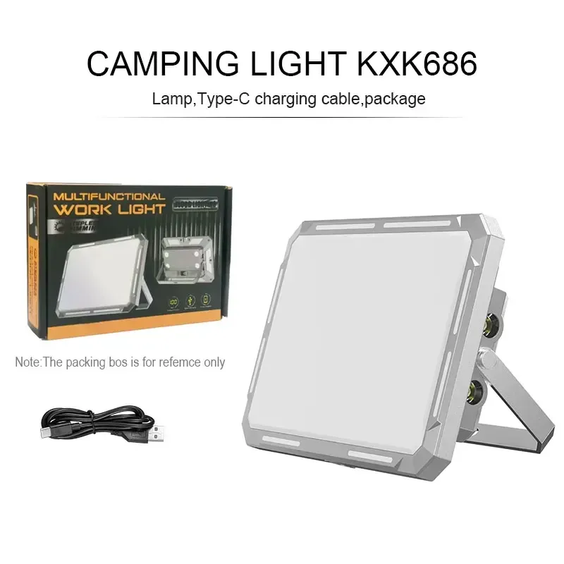 Lampe de camping LED rechargeable haute puissance avec projecteur, éclairage de secours et crochet de suspension, étanche et portable 7