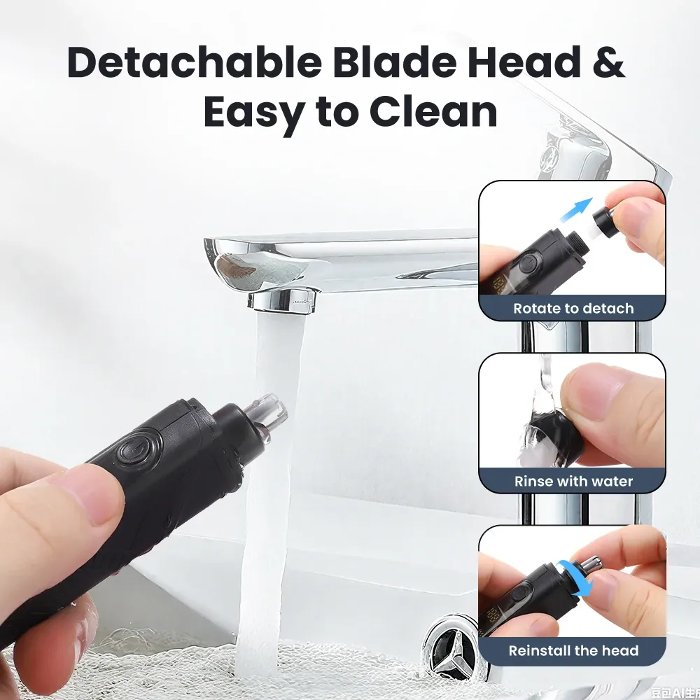 Tondeuse électrique rechargeable par USB pour hommes et femmes, pour oreilles, nez, sourcils et poils du visage 2
