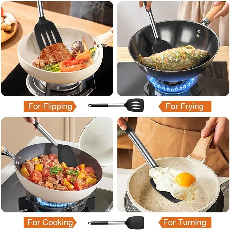 Spatules en silicone en situation de cuisson