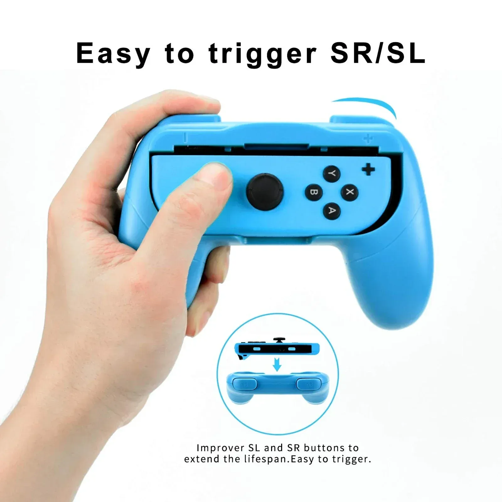 GAMINJA - Lot de 2 manches de contrôle résistants à l'usure pour Nintendo Switch, ergonomiques, compatibles Joy-Con 6