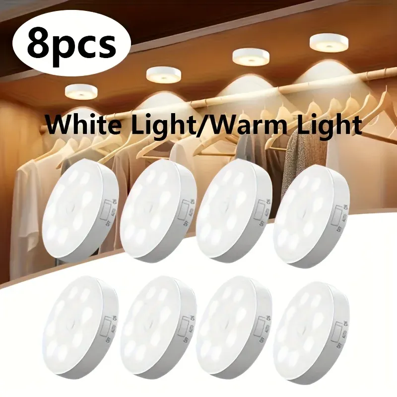 Lampe LED avec détecteur de mouvement rechargeable par USB, idéale pour armoire, garde-robe et escalier, sans fil, lot de 1 à 8 pièces 1