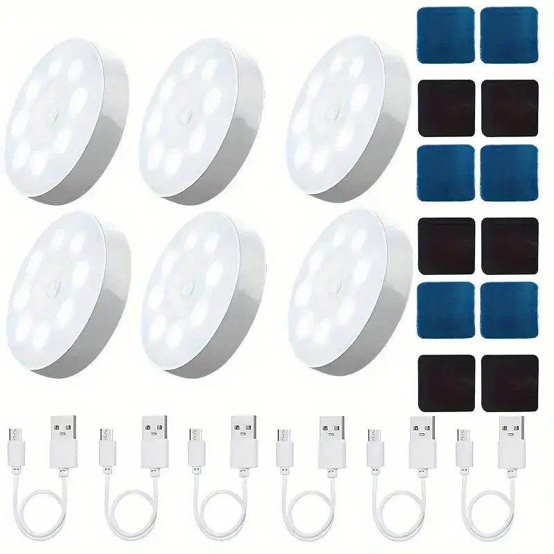 Lampe LED avec détecteur de mouvement rechargeable par USB, idéale pour armoire, garde-robe et escalier, sans fil, lot de 1 à 8 pièces 10